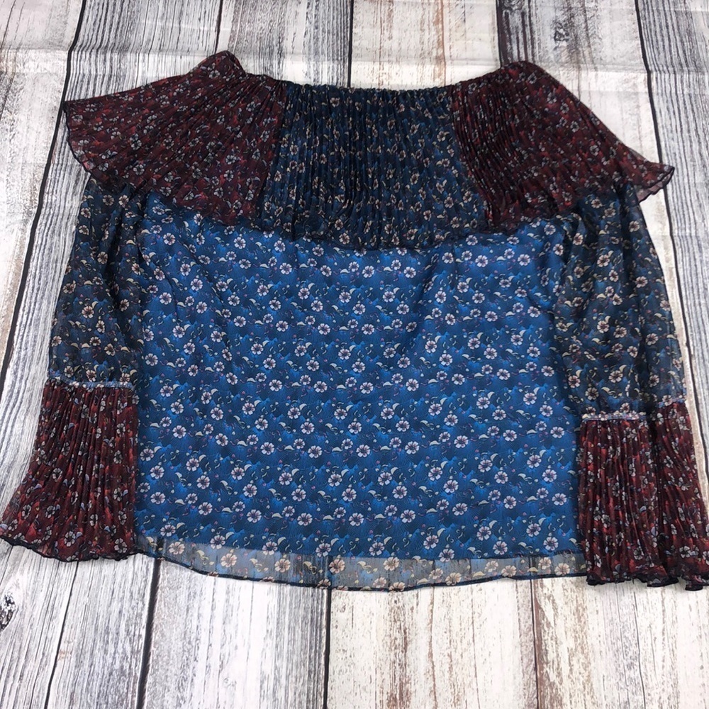 Arie Women’s Floral Patchwork Sheer Blouse Size XL